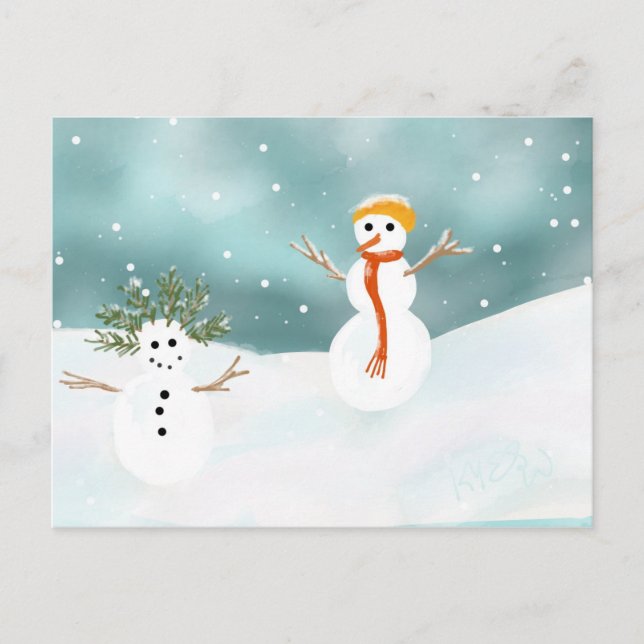 Happy Snowmen Postcard Postkarte (Vorderseite)