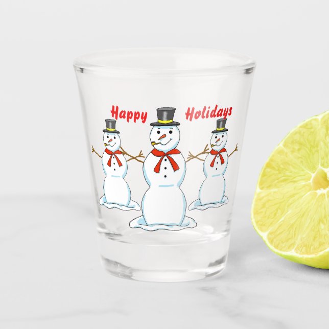 Happy Snowmen Shot Glass Schnapsglas (Vorderseite)