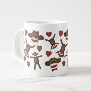Happy Sock Affen and Hearts T-Shirts, Geschenke Jumbo-Tasse