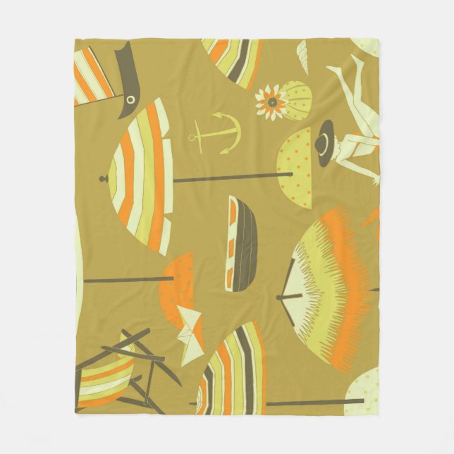 Happy Sommertime Fun Seamless Muster Fleecedecke (Vorderseite)