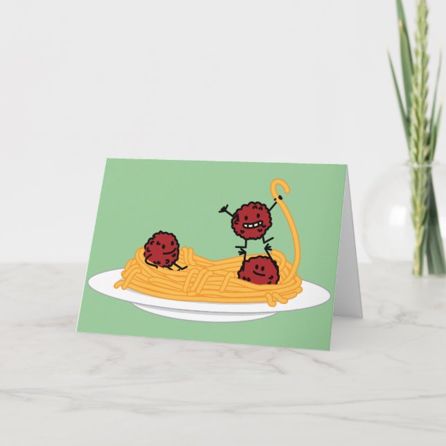 Happy Spaghetti und Meatballs Dankeskarte (Vorderseite)