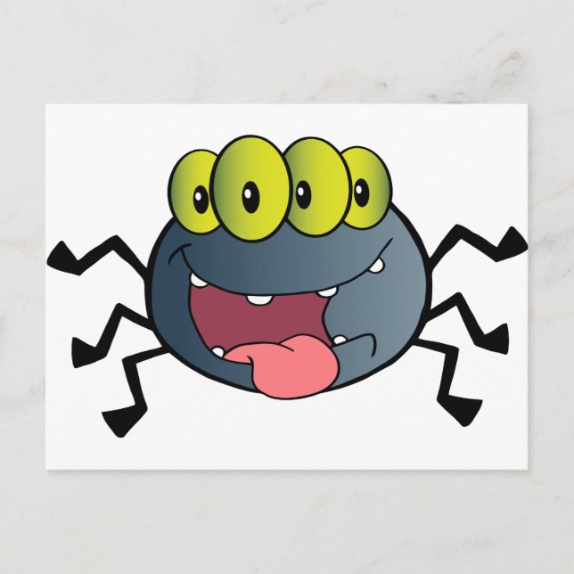 Happy Spider Cartoon Postkarte (Vorderseite)