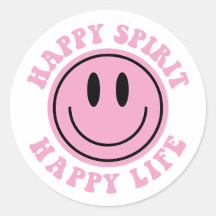 Happy Spirit Happy Life Runder Aufkleber