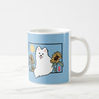 Happy Spitz Hund mit Sommerblumen Kaffeetasse