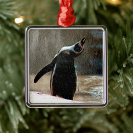 Happy Splashing Pinguin Gerahmt Metal Weihnachten Ornament Aus Metall