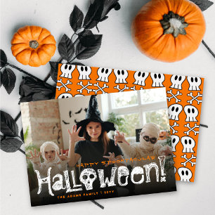 Happy Spooktacular Halloween Skulls & Bones Foto Feiertagskarte