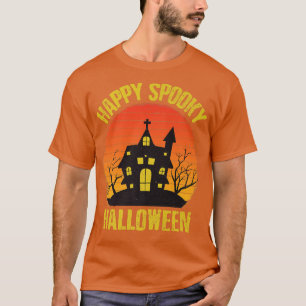 Happy Spooky Halloween House Spuk Funny Retro V T-Shirt