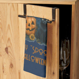 Happy "Spooky" Halloween Pumpkin Ghost Black Cat Geschirrtuch