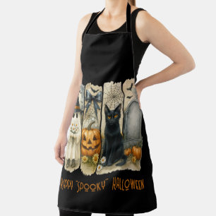 Happy "Spooky" Halloween Pumpkin Ghost Black Cat Schürze