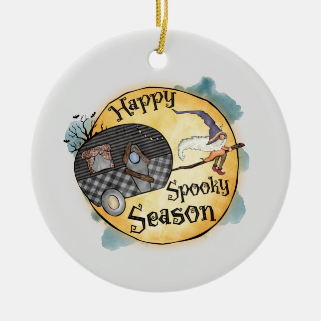 Happy Spooky Season | Halloween-Camping Keramik Ornament (Vorne)