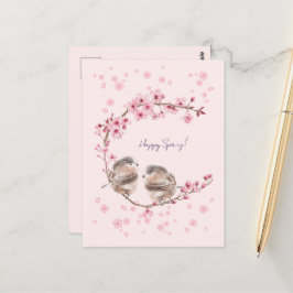 Happy Spring! 桜とかわいいすずめの春のあいさつ♡ Postkarte