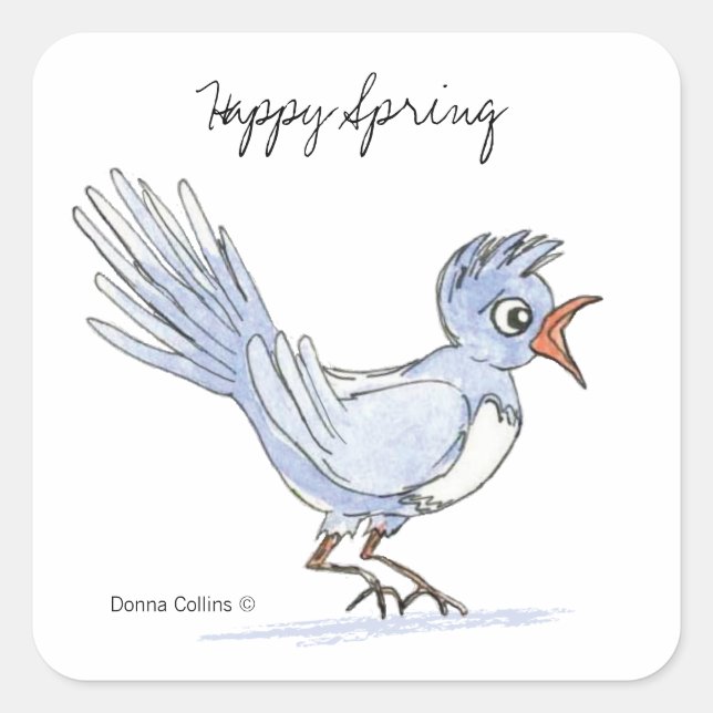 Happy Spring Bird Sticker (Vorderseite)