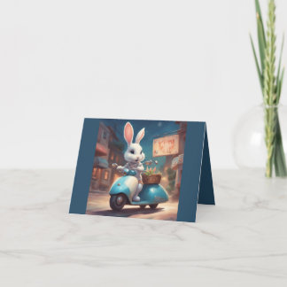 Happy Spring Bunny on a Scooter Karte