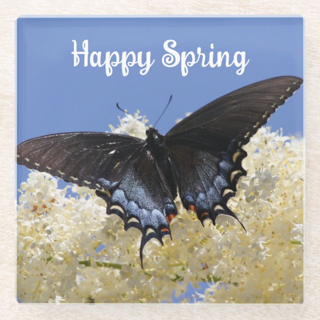 Happy Spring Butterfly Untersetzer (Vorderseite)