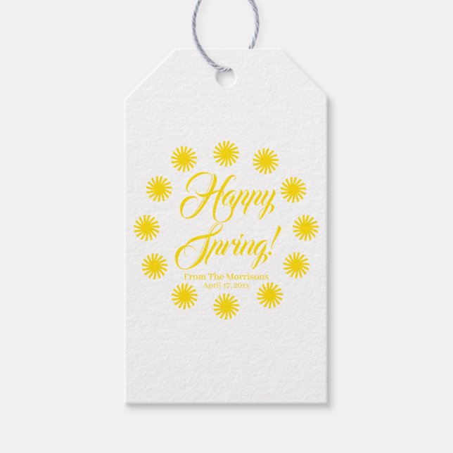 Happy Spring Gelbe Sonnengrenze Brauch fröhlichen  Geschenkanhänger (Vorderseite)