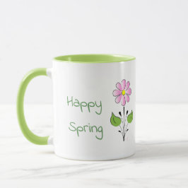 Happy Spring Green Type mit rosa Blume Tasse