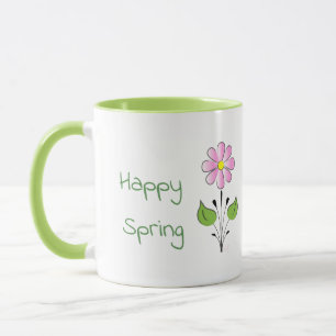 Happy Spring Green Type mit rosa Blume Tasse