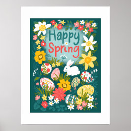 Happy Spring Oaster Eunting Blume Poster