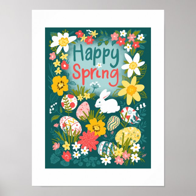 Happy Spring Oaster Eunting Blume Poster (Vorne)