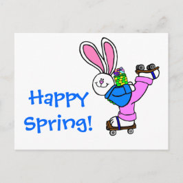 Happy Spring Roller Skating Easter Bunny Feiertagspostkarte
