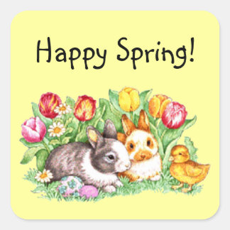 Happy Spring Stickers / Umschlag Aufkleber - Vorla