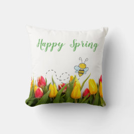 Happy Spring Tulip Blume Holiday Pillow Kissen