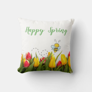 Happy Spring Tulip Blume Holiday Pillow Kissen