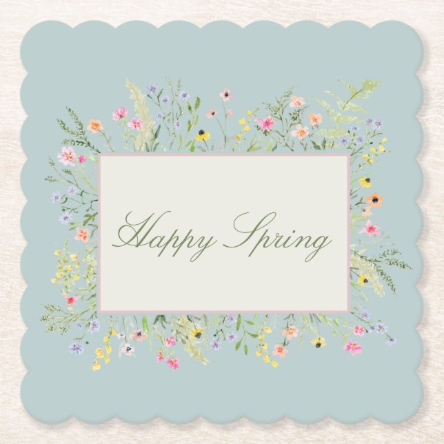 Happy Spring Watercolor Wildflower  Untersetzer (Vorderseite)