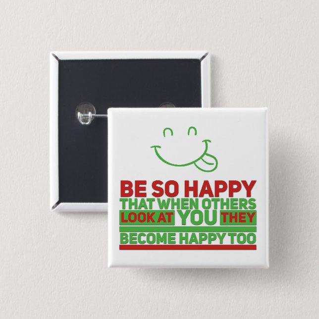 Happy - Square Button (Vorne & Hinten)