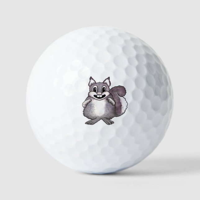 Happy Squirrel Cartoon Drawing  Golfball (Vorderseite)