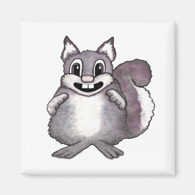 Happy Squirrel Cartoon Drawing  Magnet (Vorne)