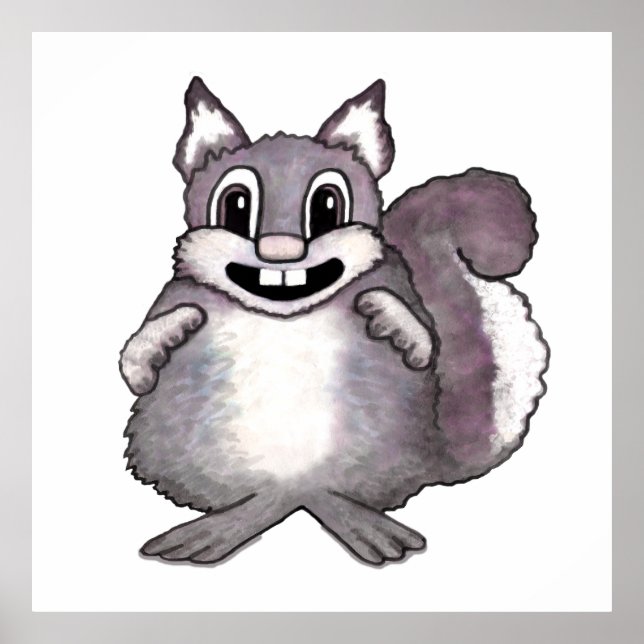Happy Squirrel Cartoon Drawing  Poster (Vorne)
