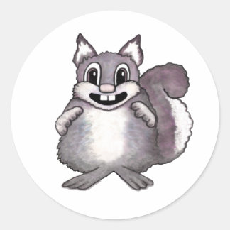 Happy Squirrel Cartoon Drawing  Runder Aufkleber