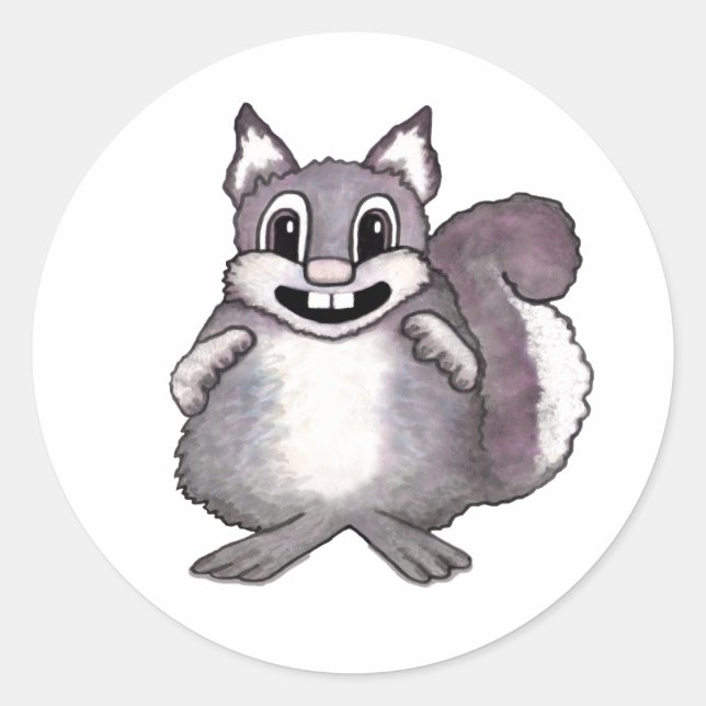 Happy Squirrel Cartoon Drawing  Runder Aufkleber (Vorderseite)