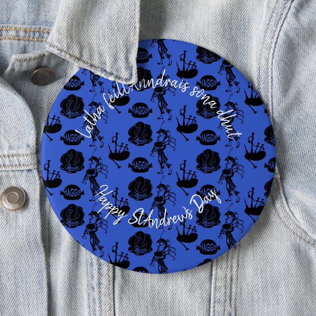 Happy St Andrew Day Haggis Bagpipe Nessie Abzeiche Button (Beispiel)