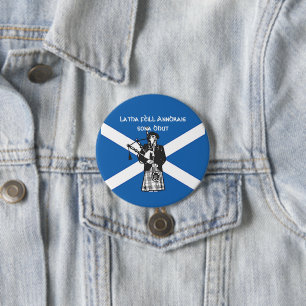 Happy St Andrews Day Flag Bagpiper large Button