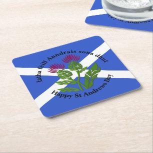 Happy St Andrews Day Flag Thistle Rechteckiger Pappuntersetzer