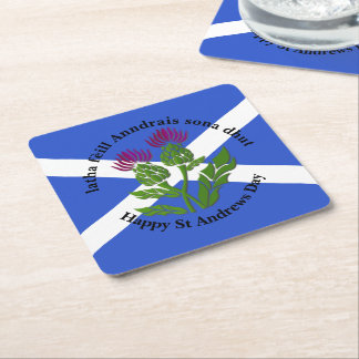 Happy St Andrews Day Flag Thistle Rechteckiger Pappuntersetzer