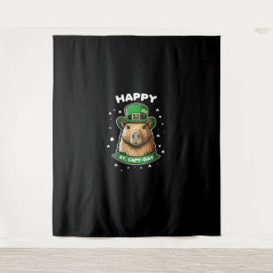 Happy St Capy day St Patricks Day for Capybara Lov Wandteppich