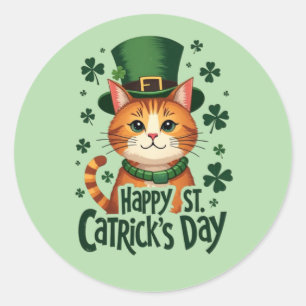 Happy St. Catrick's Day - Cat Of St. Patrick's Day Runder Aufkleber