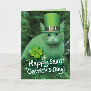 Happy St. Catrick's Day St. Patrick's Day Cat Karte