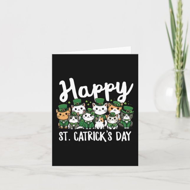 Happy St Catricks Day St Patricks Day Cat Leprecha Karte (Vorderseite)