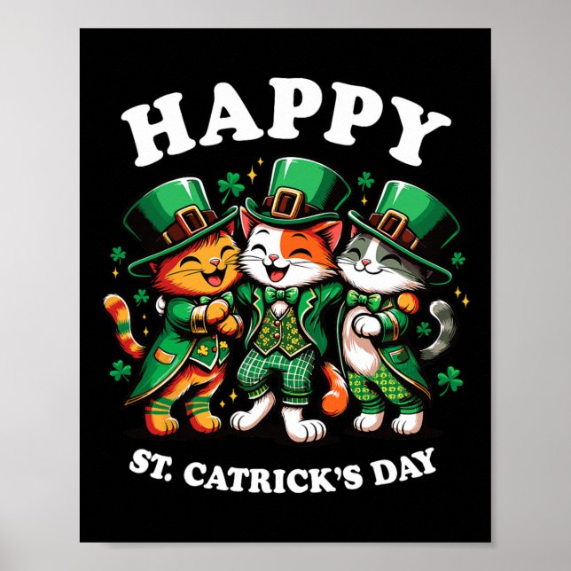 Happy St Catricks Day St Patricks Day Cat Leprecha Poster (Vorne)