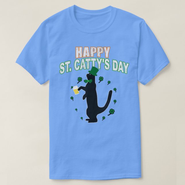 Happy St Cattys Day Irish Kitten Cat Saint Patrick T-Shirt (Design vorne)
