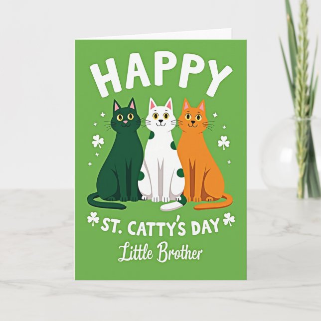 Happy St Cattys Day Little Brother Card Karte (Vorderseite)