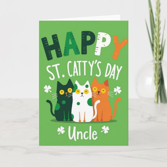 Happy St Cattys Day Uncle Card Karte (Vorderseite)