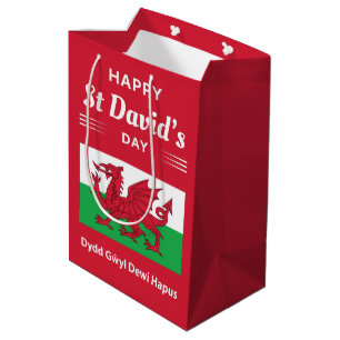 Happy St David's Day Dydd GÆDewi Hapus 2 Mittlere Geschenktüte