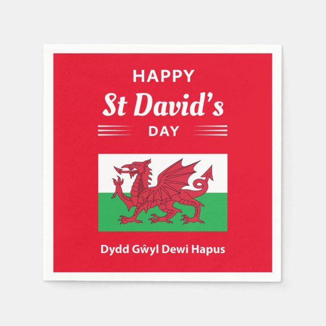 Happy St David's Day Dydd GÆDewi Hapus 2 Serviette (Vorderseite)