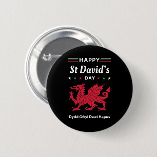 Happy St David's Day Dydd GÆDewi Hapus 3 Button