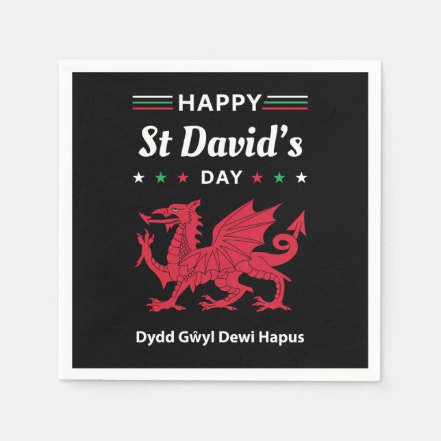 Happy St David's Day Dydd GÆDewi Hapus 3 Serviette (Vorderseite)